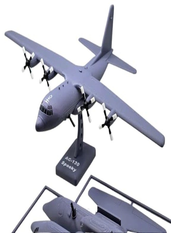 بطاقة مجموعة طائرة AC-130 ثلاثية الأبعاد من 3D CUBES، نموذج مصغر لطائرة نقل عسكرية AC-130 Spooky، نسخة طبق الأصل للعرض من المعدن المصبوب، رمادي، متعدد الألوان - Image 1